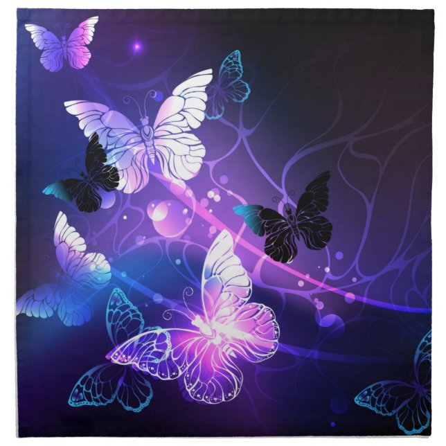 Background with Night Butterflies Cloth Napkin (Front)