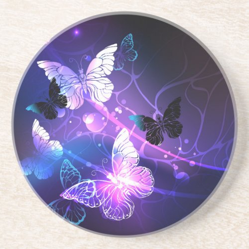 Background with Night Butterflies Coaster