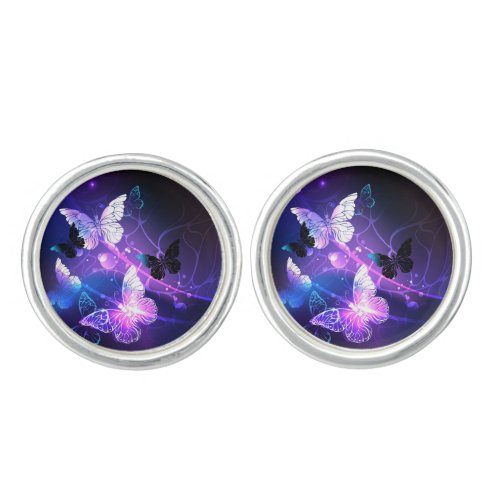 Background with Night Butterflies Cufflinks