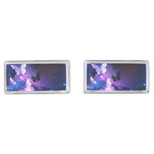 Background with Night Butterflies Cufflinks