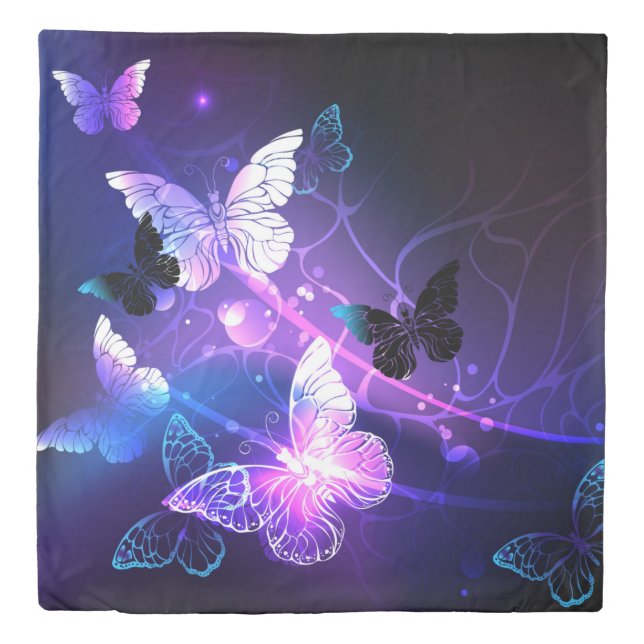 Background with Night Butterflies Duvet Cover (Front)