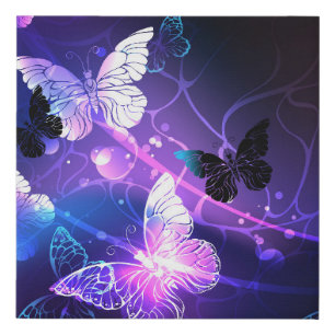 Background with Night Butterflies Faux Canvas Print