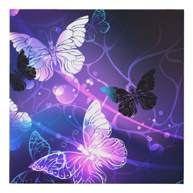 Background with Night Butterflies Faux Canvas Print (Front)