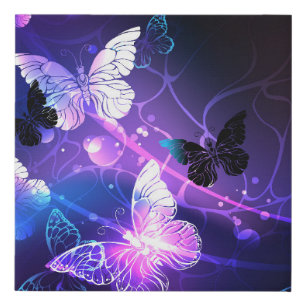Background with Night Butterflies Faux Canvas Print