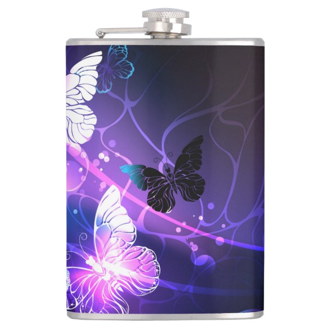 Background with Night Butterflies Flask (Front)