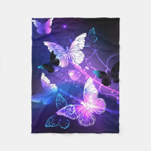 Background with Night Butterflies Fleece Blanket