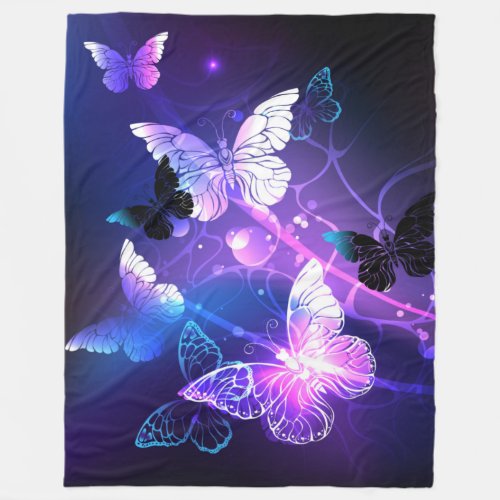 Background with Night Butterflies Fleece Blanket