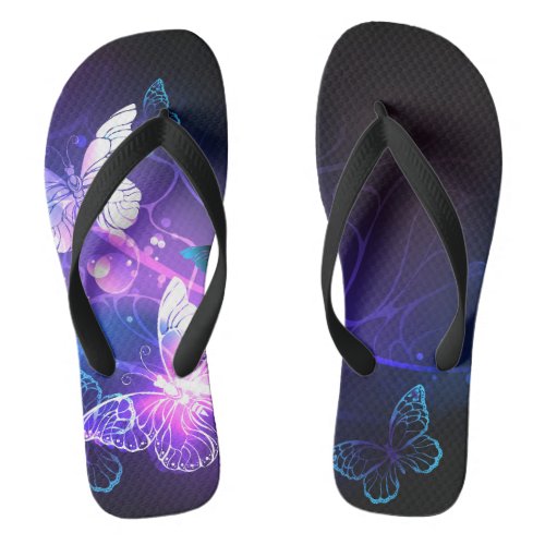 Background with Night Butterflies Flip Flops