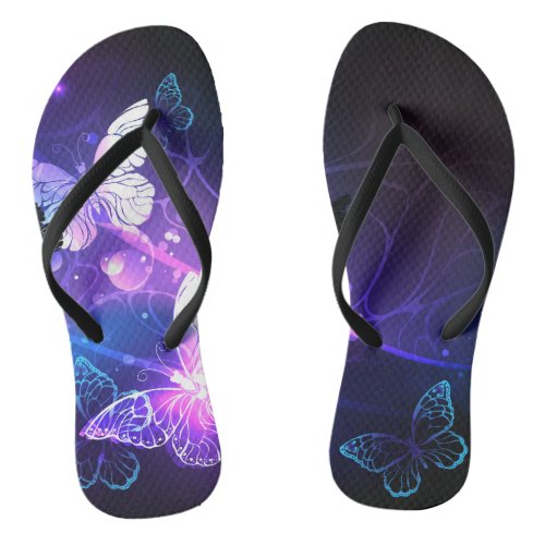 Background with Night Butterflies Flip Flops