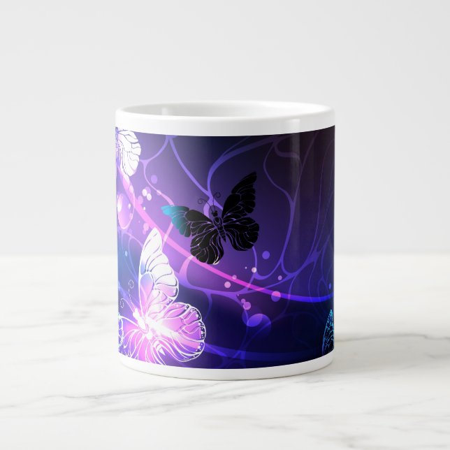 Background with Night Butterflies Giant Coffee Mug (Front)