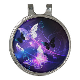 Background with Night Butterflies Golf Hat Clip