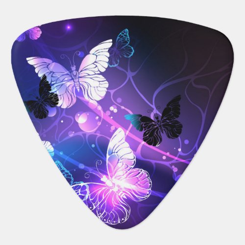 Background with Night Butterflies Guitar Pick