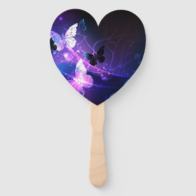 Background with Night Butterflies Hand Fan (Front)
