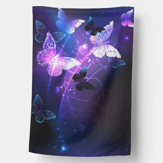 Background with Night Butterflies House Flag (Front)