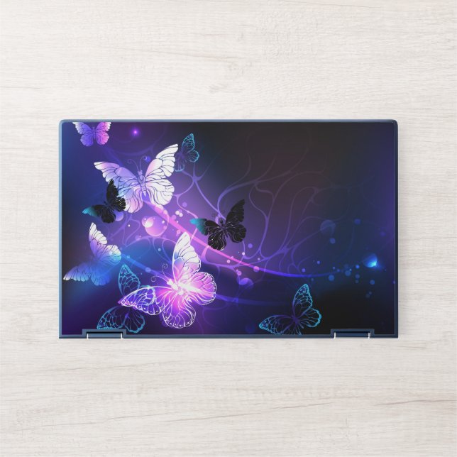 Background with Night Butterflies HP Laptop Skin (Front)