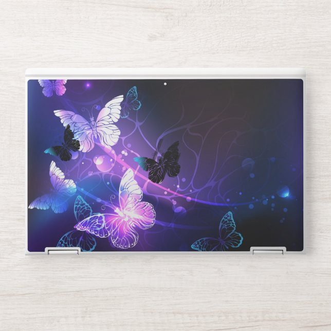 Background with Night Butterflies HP Laptop Skin (Front)