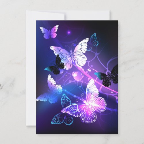 Background with Night Butterflies Invitation