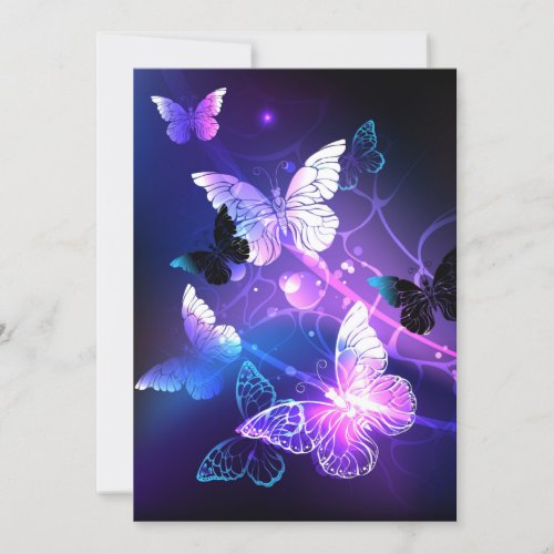 Background with Night Butterflies Invitation