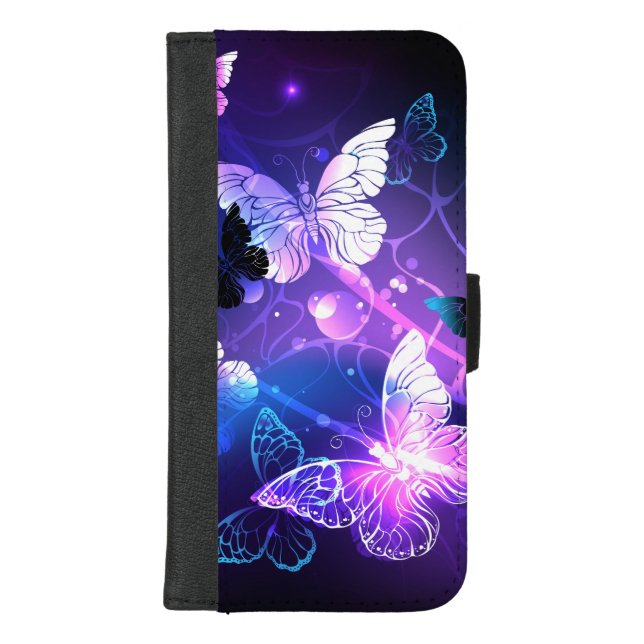 Background with Night Butterflies iPhone Wallet Case (Front)