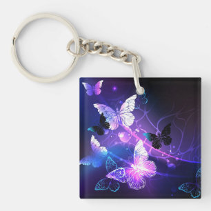 Background with Night Butterflies Keychain