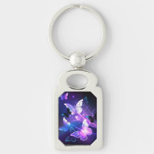 Background with Night Butterflies Keychain