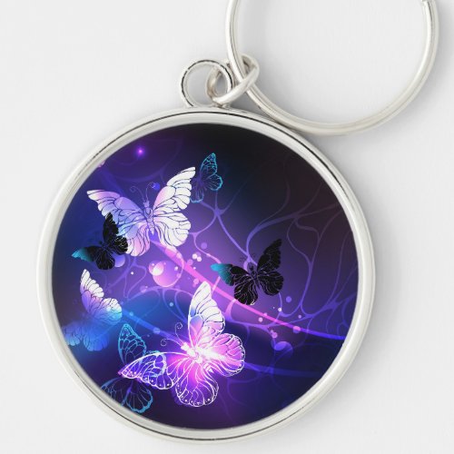 Background with Night Butterflies Keychain