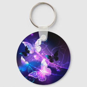 Background with Night Butterflies Keychain