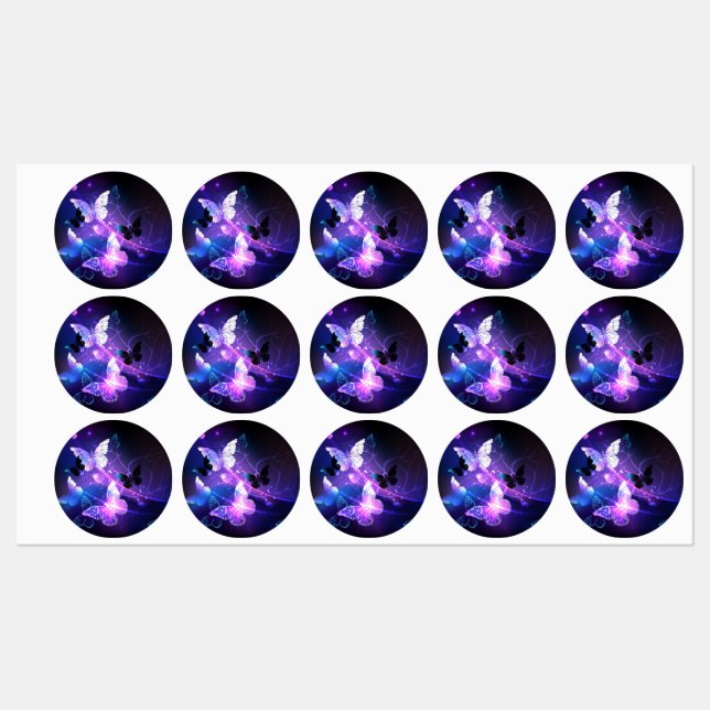 Background with Night Butterflies Kids' Labels (Sheet)