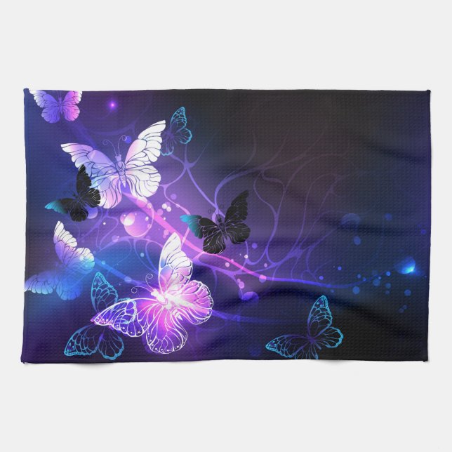 Background with Night Butterflies Kitchen Towel (Horizontal)