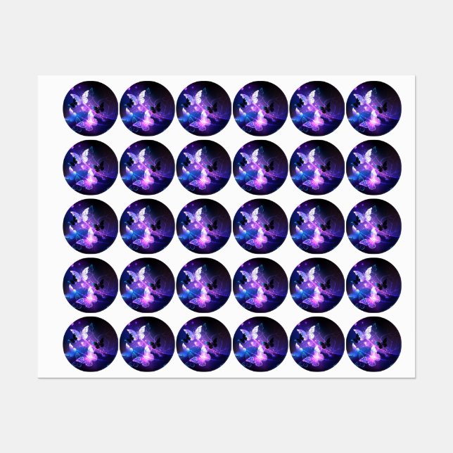 Background with Night Butterflies Labels (Sheet)