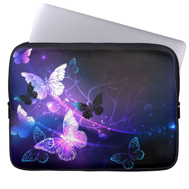 Background with Night Butterflies Laptop Sleeve (Front)