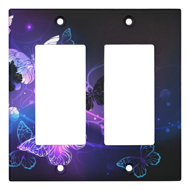 Background with Night Butterflies Light Switch Cover (Front)