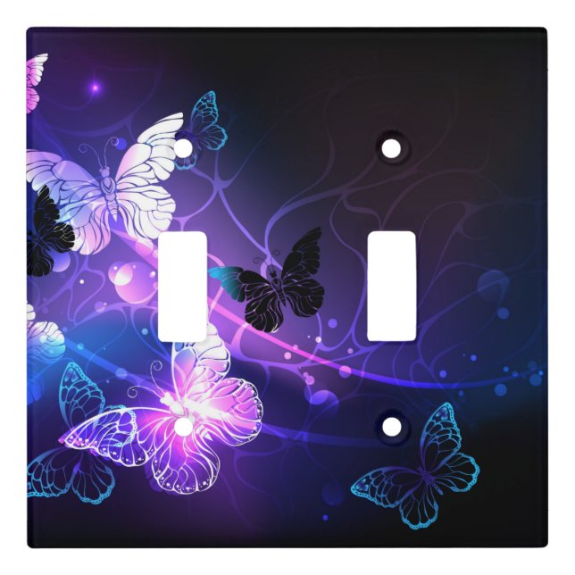 Background with Night Butterflies Light Switch Cover (Front)