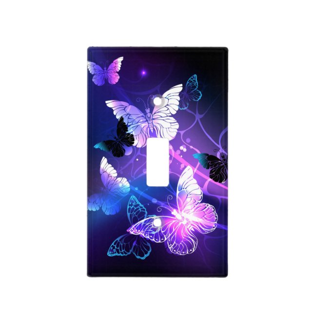 Background with Night Butterflies Light Switch Cover (Front)