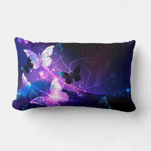 Background with Night Butterflies Lumbar Pillow