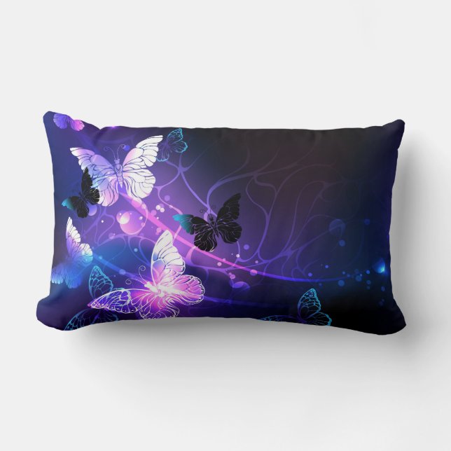 Background with Night Butterflies Lumbar Pillow (Front)