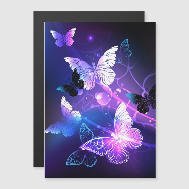 Background with Night Butterflies Magnetic Invitation (Front/Back)