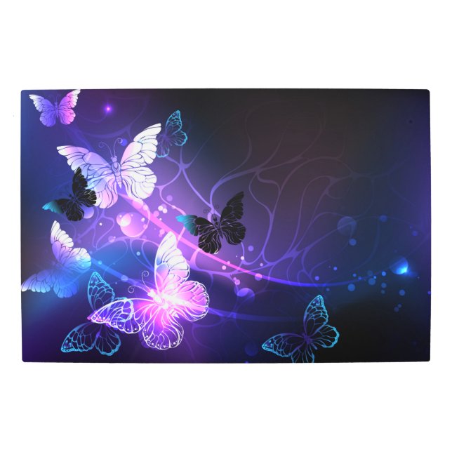 Background with Night Butterflies Metal Print (Front)