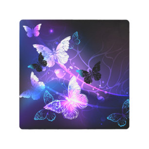 Background with Night Butterflies Metal Print
