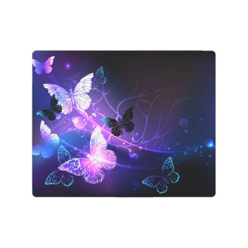 Background with Night Butterflies Metal Print