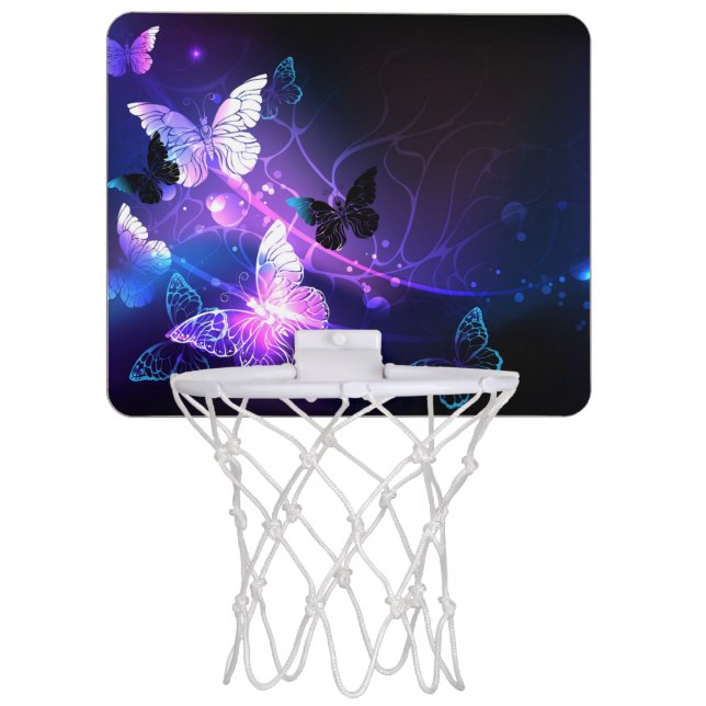 Background with Night Butterflies Mini Basketball Hoop (Front)