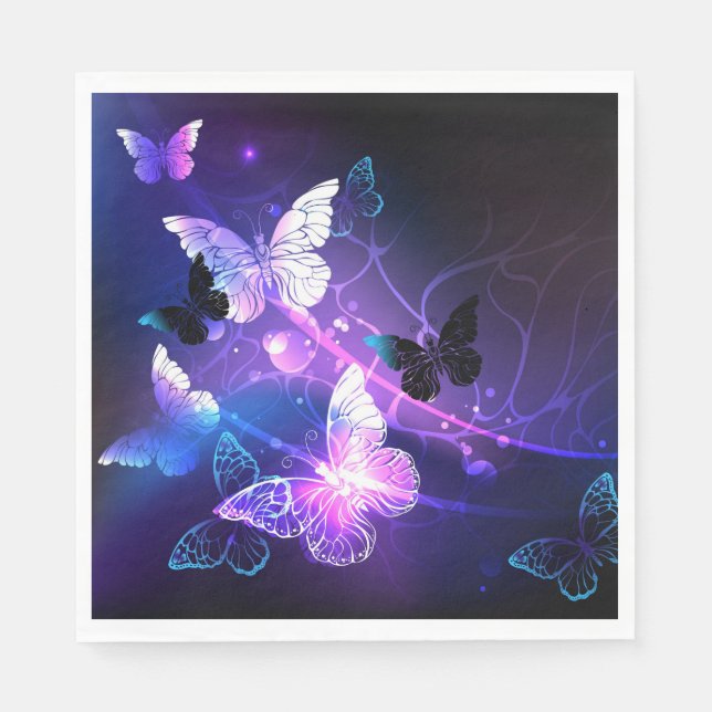 Background with Night Butterflies Napkins (Front)