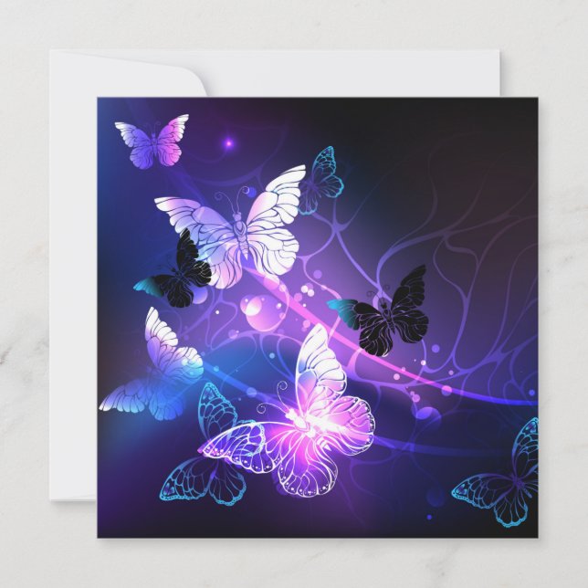 Background with Night Butterflies Note Card (Front)