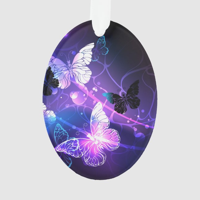 Background with Night Butterflies Ornament (Back)