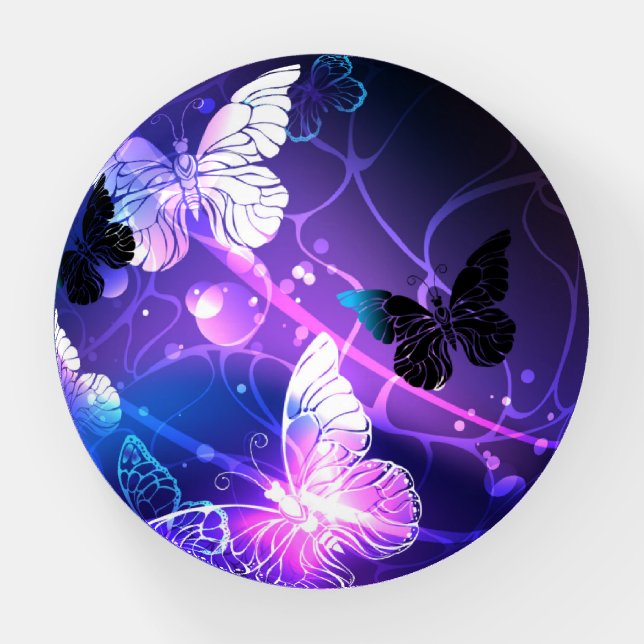 Background with Night Butterflies Paperweight (Front)