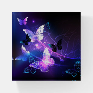 Background with Night Butterflies Paperweight