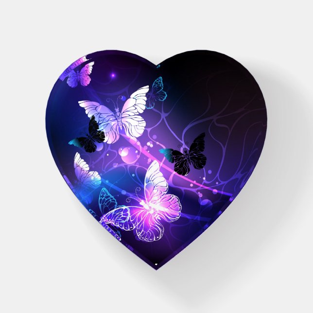 Background with Night Butterflies Paperweight (Front)