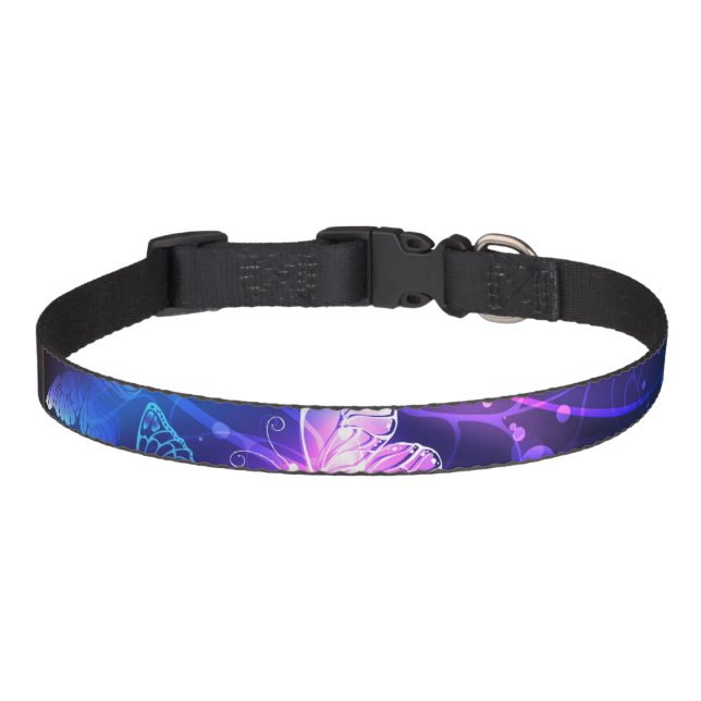 Background with Night Butterflies Pet Collar (Front)