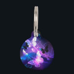 Background with Night Butterflies Pet ID Tag<br><div class="desc">Black background with glowing night butterflies. Night butterflies. Design with butterflies.</div>