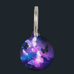Background with Night Butterflies Pet ID Tag<br><div class="desc">Black background with glowing night butterflies. Night butterflies. Design with butterflies.</div>